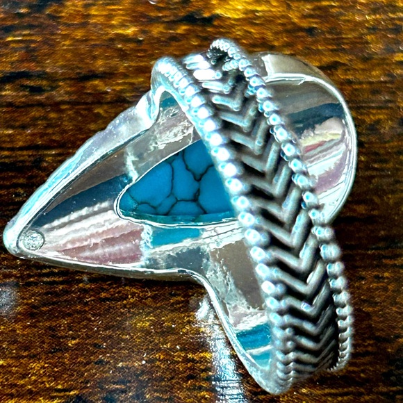 Bold Large Turquoise Crystal Teardrop Ring Western Boho Vintage Style Size 8 New - Picture 3 of 6